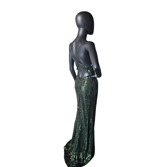 Art Deco Green Sequin Party/Prom Formal Gown - Faviana - Picture 10 of 13